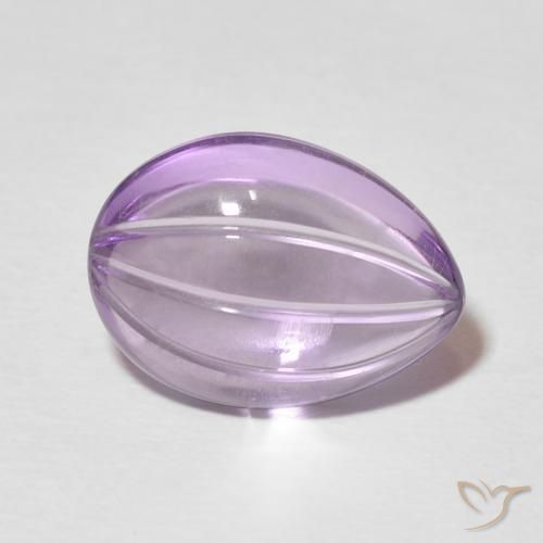 Amatista Violeta claro natural de 5.67 ct, En forma de pera, Transparente