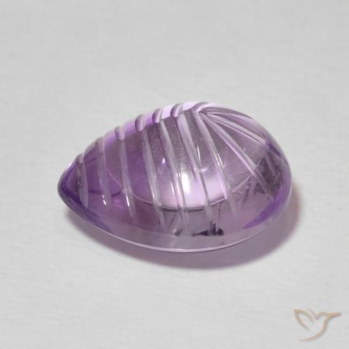 Amatista Violeta medio natural de 6.82 ct, En forma de pera, Transparente