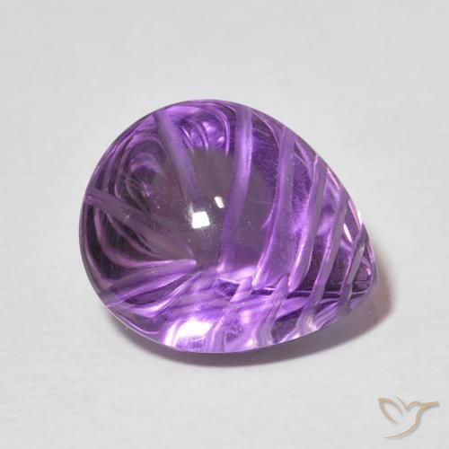Amatista Violeta intenso natural de 5.88 ct, En forma de pera, Transparente