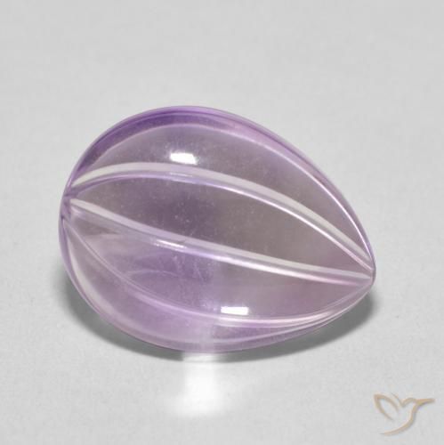 Amatista Violeta grisáceo claro natural de 6.58 ct, En forma de pera, Transparente