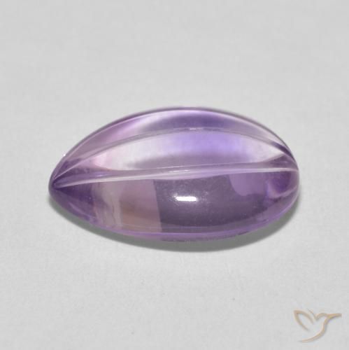 Amatista Violeta grisáceo claro natural de 6.58 ct, En forma de pera, Transparente