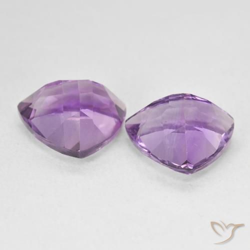 Gemas de Amatista Violeta medio claro natural de 5.72 ct, Trillón, VS