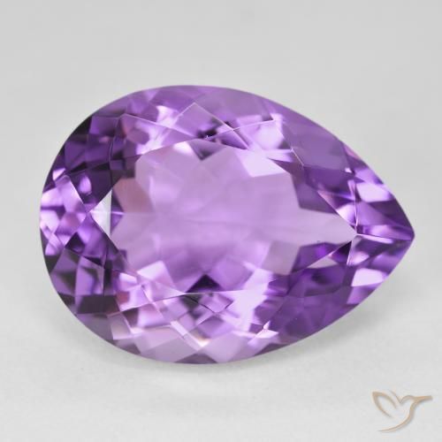 Amatista Violeta medio natural de 18.75 ct, En forma de pera, VVS