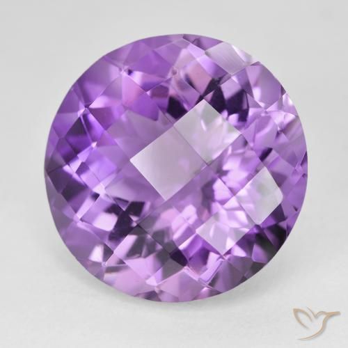 Amatista Violeta oscuro natural de 19.39 ct, Redondo, VVS
