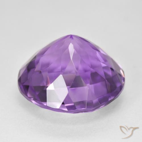 Amatista Violeta oscuro natural de 19.39 ct, Redondo, VVS