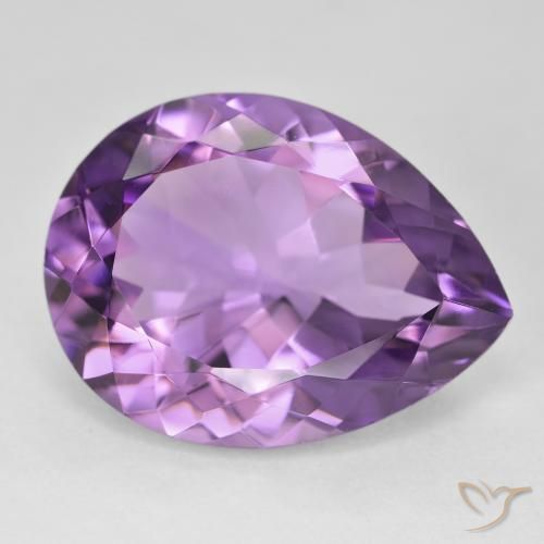 Amatista Violeta medio claro natural de 17.98 ct, En forma de pera, VVS