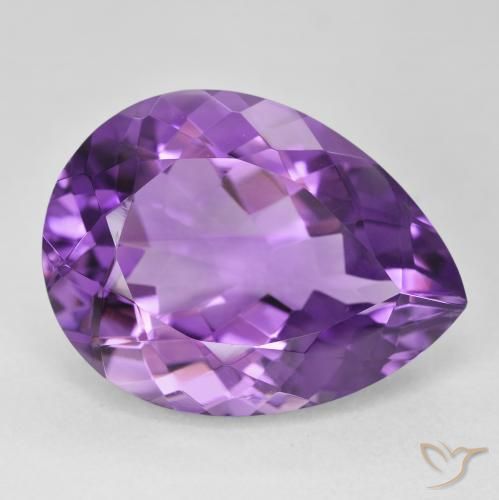 Amatista Medium Light Purplish-Violet natural de 18.42 ct, En forma de pera, VVS