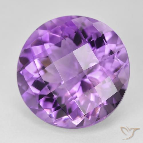 Amatista Violeta púrpura medio natural de 18.76 ct, Redondo, VVS