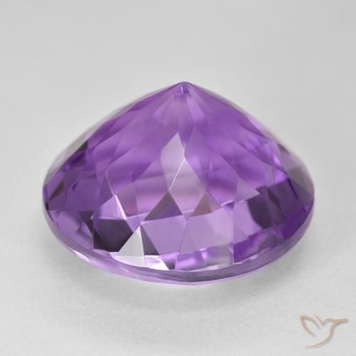 Amatista Violeta púrpura medio natural de 18.76 ct, Redondo, VVS