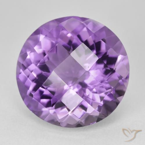 Amatista Violeta medio claro natural de 18.92 ct, Redondo, VVS