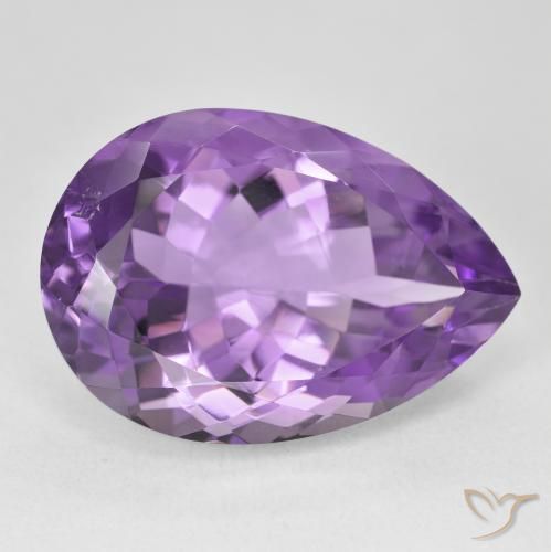 Amatista Violeta vívido natural de 22.03 ct, En forma de pera, VVS