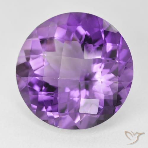 Amatista Violeta vívido natural de 18.89 ct, Redondo, VVS