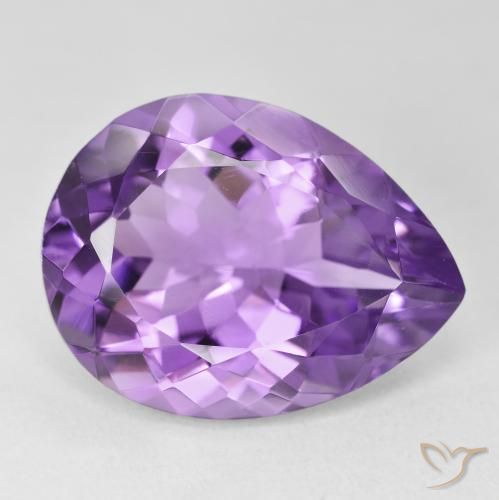 Amatista Violeta intenso natural de 17.62 ct, En forma de pera, VVS