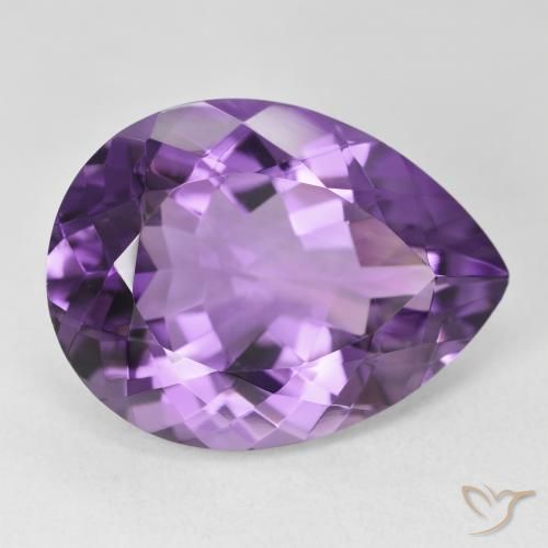 Amatista Violeta medio natural de 18.52 ct, En forma de pera, VVS
