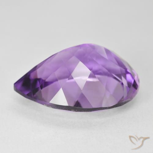 Amatista Violeta medio natural de 18.52 ct, En forma de pera, VVS