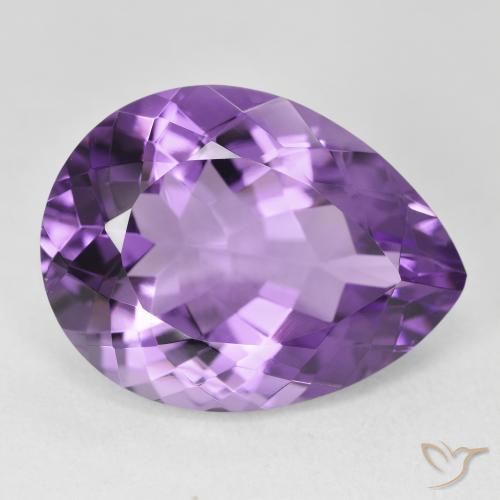 Amatista Violeta intenso natural de 17.84 ct, En forma de pera, VVS