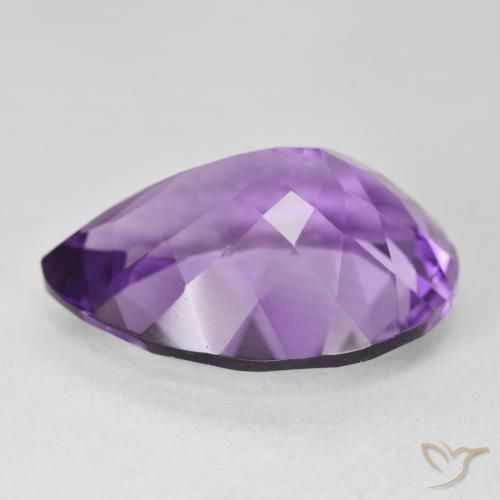 Amatista Violeta intenso natural de 17.84 ct, En forma de pera, VVS