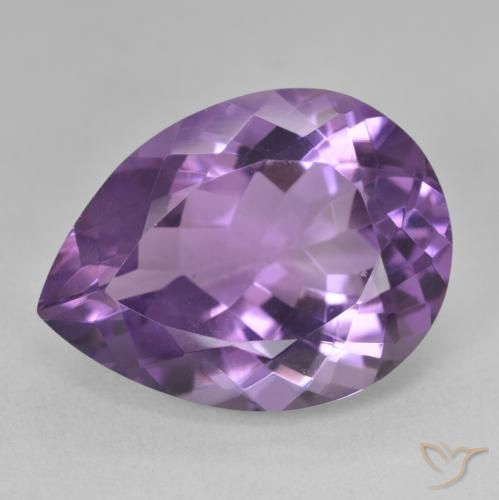 Amatista Violeta medio natural de 18.06 ct, En forma de pera, VVS-VS