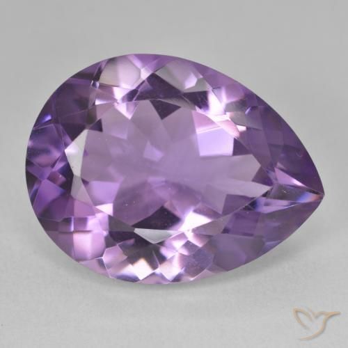 Amatista Violeta medio natural de 17.70 ct, En forma de pera, VVS-VS