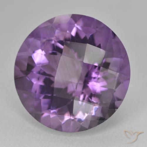 Amatista Violeta medio natural de 19.60 ct, Redondo, VVS-VS