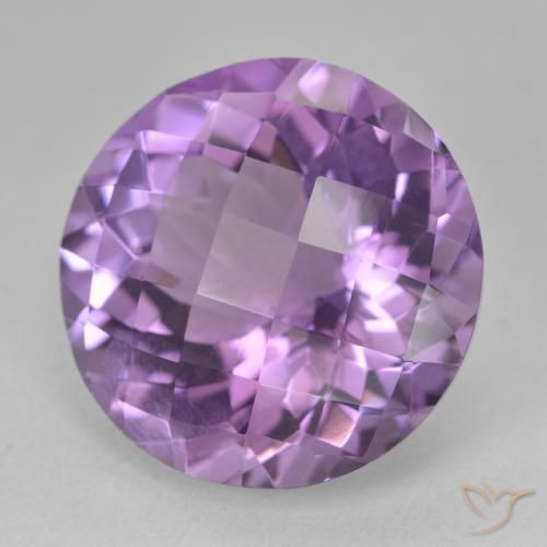 Amatista Violeta medio natural de 19.21 ct, Redondo, VS