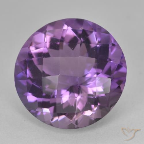 Amatista Violeta medio natural de 18.19 ct, Redondo, VS