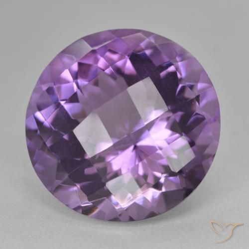 Amatista Violeta medio natural de 18.88 ct, Redondo, VVS