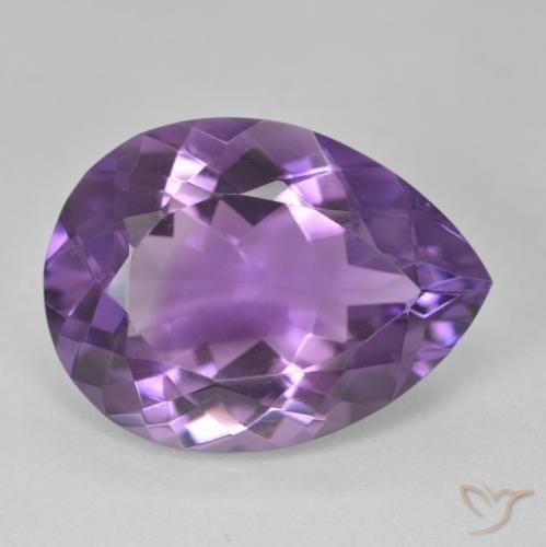 Amatista Rosado-violeta medio natural de 16.79 ct, En forma de pera, VVS-VS