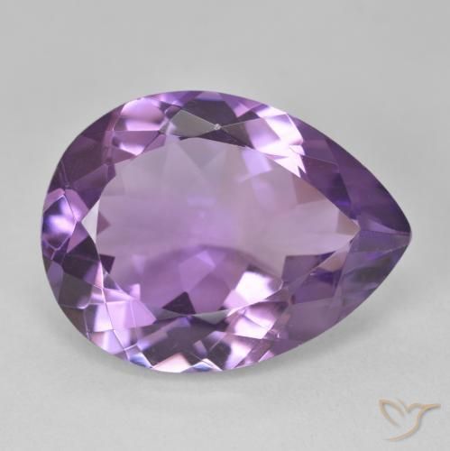 Amatista Medium Light Purplish-Violet natural de 16.99 ct, En forma de pera, VVS-VS