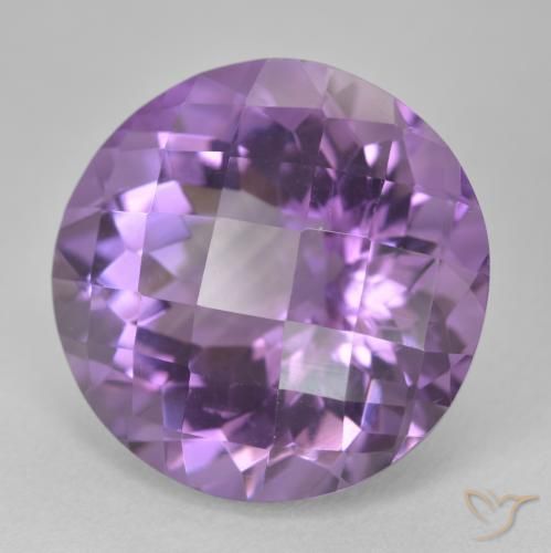 Amatista Violeta medio natural de 19.76 ct, Redondo, VVS-VS