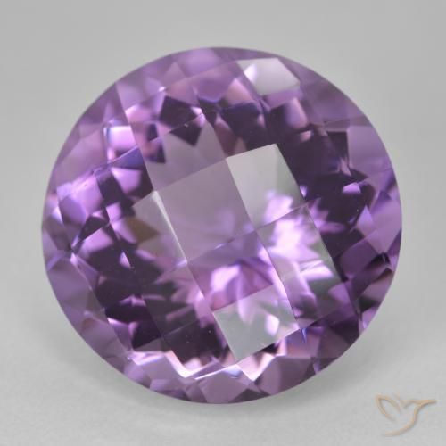 Amatista Violeta medio natural de 19.88 ct, Redondo, VVS-VS