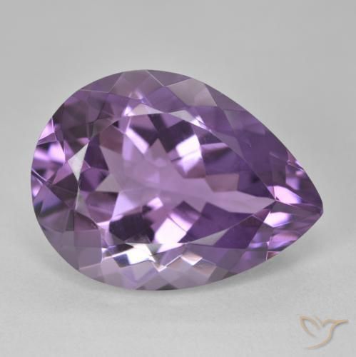 Amatista Violeta medio natural de 16.68 ct, En forma de pera, VVS-VS