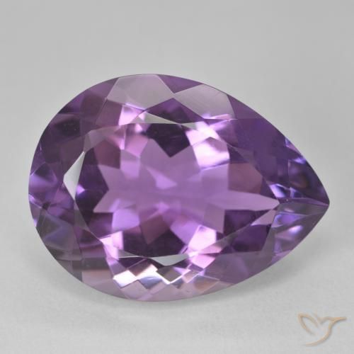 Amatista Rosado-violeta medio natural de 18.51 ct, En forma de pera, VVS-VS