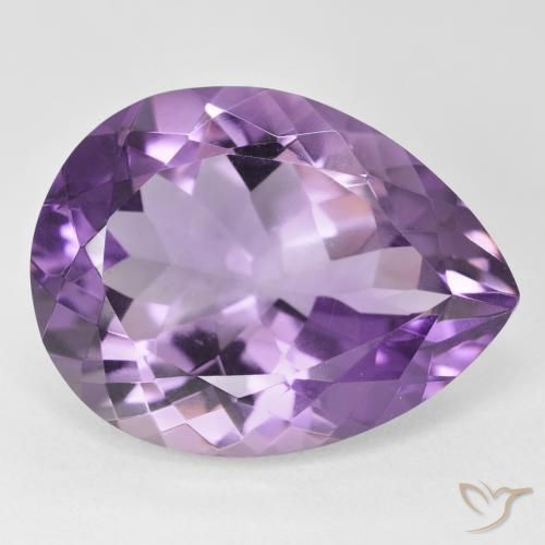 Amatista Rosado-violeta medio natural de 17.65 ct, En forma de pera, VVS