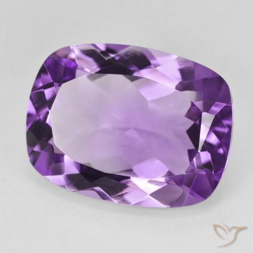 Amatista Violeta púrpura medio natural de 16.66 ct, Forma Cojín, VVS