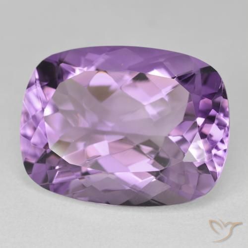 Amatista Violeta medio claro natural de 19.00 ct, Forma Cojín, VVS-VS