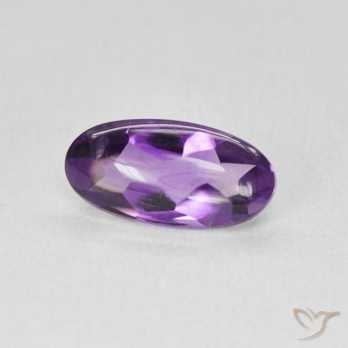 Amatista Violeta medio natural de 1.27 ct, Ovalada, Transparente