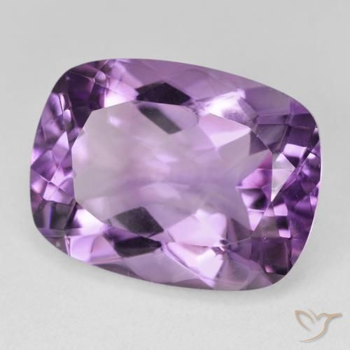 Amatista Violeta medio claro natural de 17.69 ct, Forma Cojín, VVS-VS