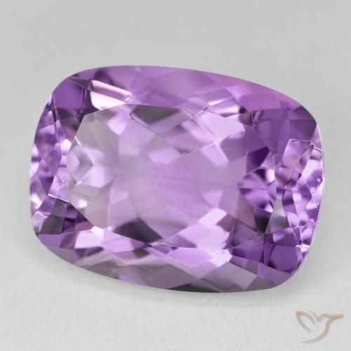 Amatista Violeta medio claro natural de 19.24 ct, Forma Cojín, VVS-VS