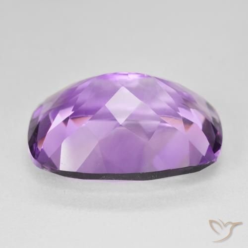 Amatista Violeta rosáceo medio natural de 18.69 ct, Forma Cojín, VVS