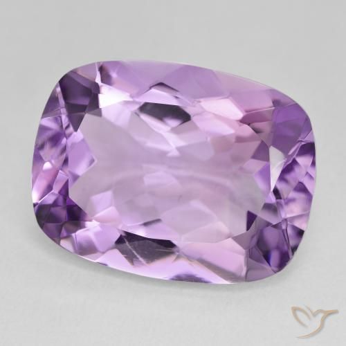 Amatista Violeta rosado medio natural de 17.03 ct, Forma Cojín, VVS