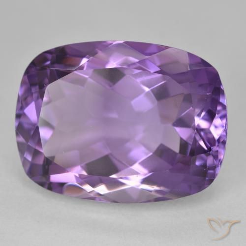 Amatista Violeta medio natural de 20.86 ct, Forma Cojín, VVS