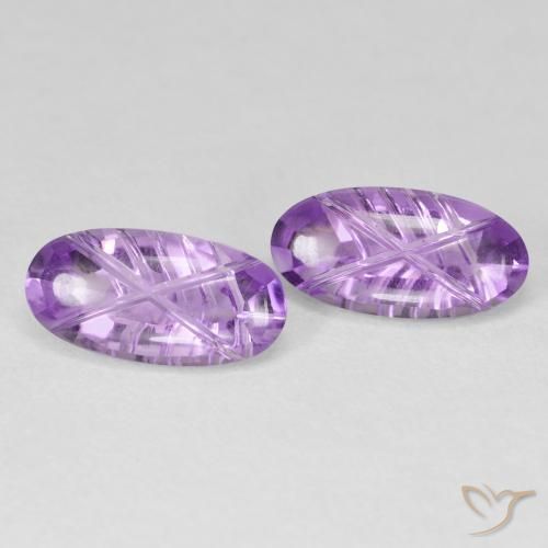 Gemas de Amatista Violeta púrpura medio natural de 4.09 ct, Ovalada, Transparente