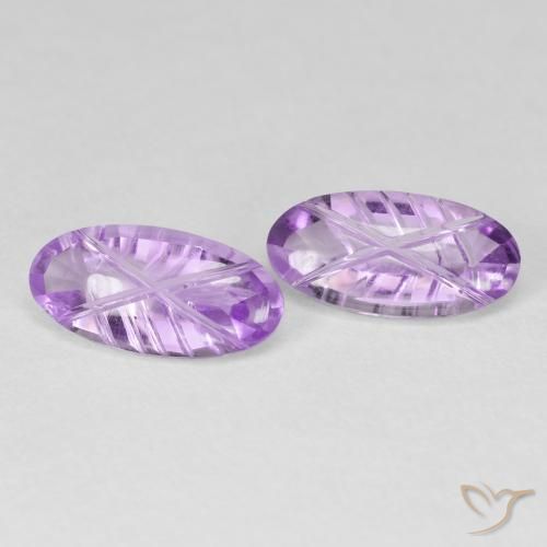 Gemas de Amatista Violeta rosado claro natural de 3.46 ct, Ovalada, Transparente