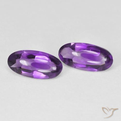 Gemas de Amatista Violeta intenso natural de 2.56 ct, Ovalada, Transparente