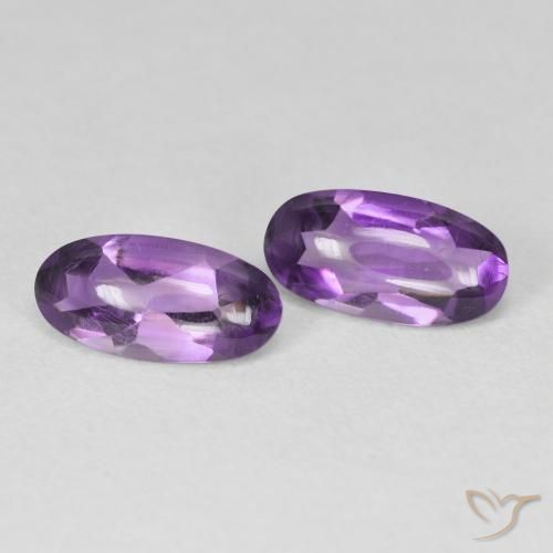 Gemas de Amatista Violeta intenso natural de 2.49 ct, Ovalada, Transparente