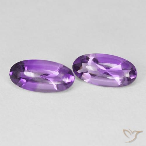 Gemas de Amatista Violeta medio natural de 2.28 ct, Ovalada, Transparente