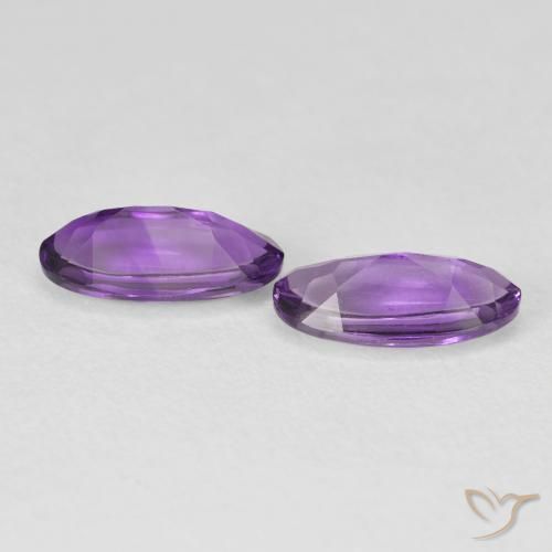 Gemas de Amatista Violeta medio natural de 2.28 ct, Ovalada, Transparente