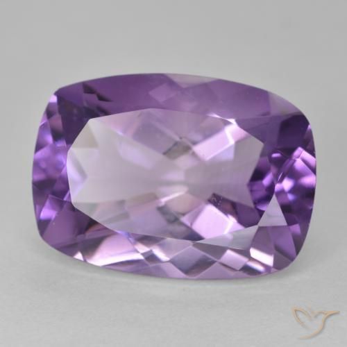 Amatista Violeta medio natural de 12.56 ct, Forma Cojín, VVS
