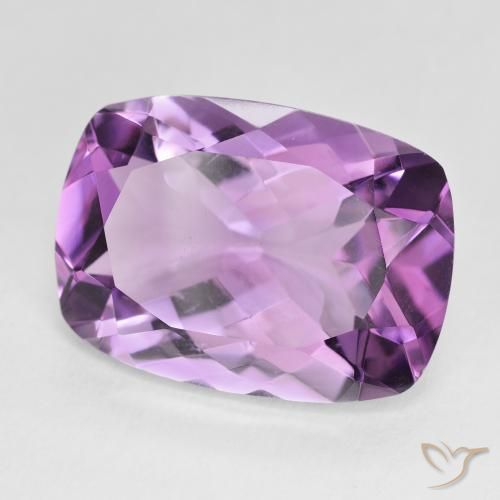 Amatista Violeta rosado medio natural de 11.76 ct, Forma Cojín, VVS